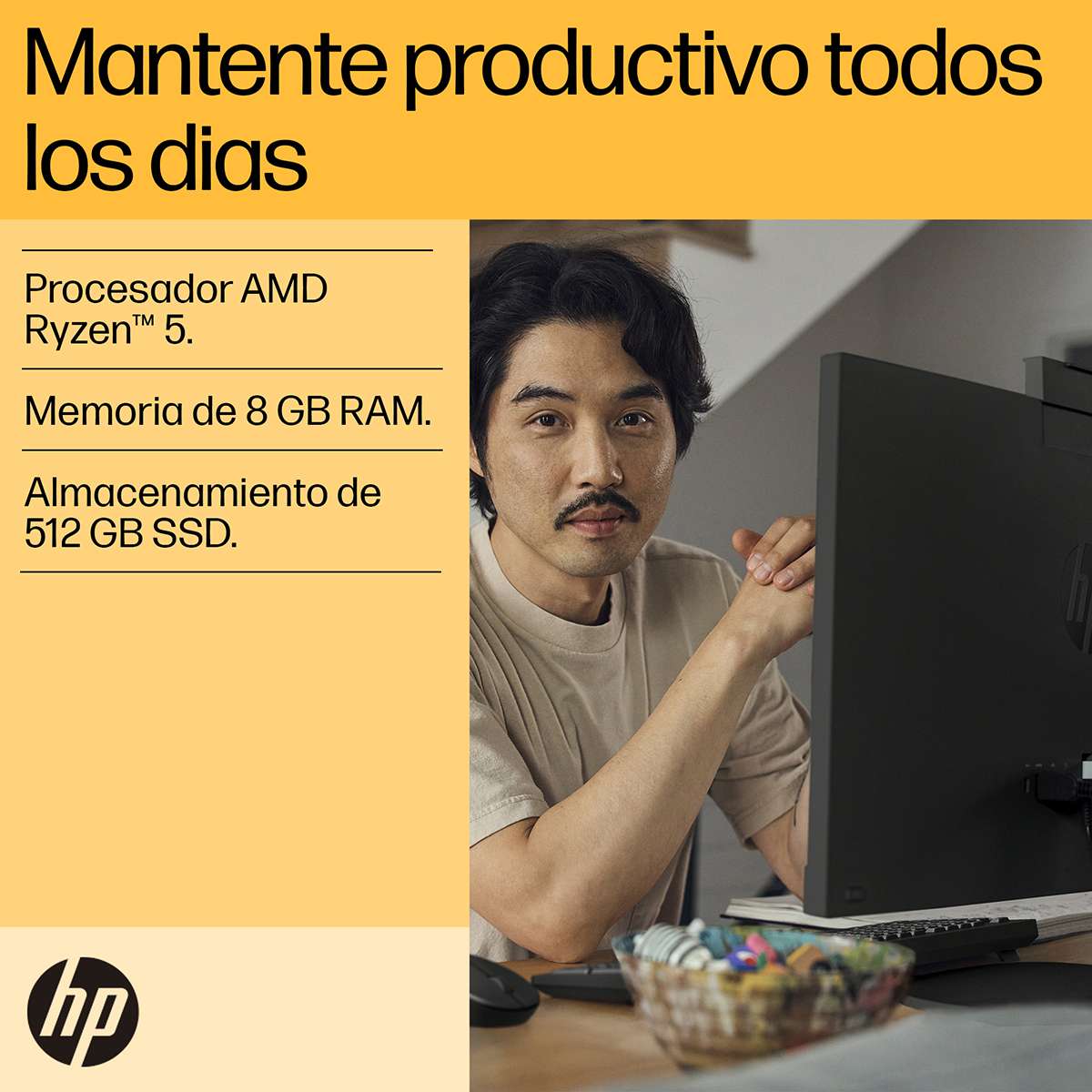 Todo En Uno HP 24-cr0017la AMD Ryzen 5 512GB SSD 8GB Ram 23.8